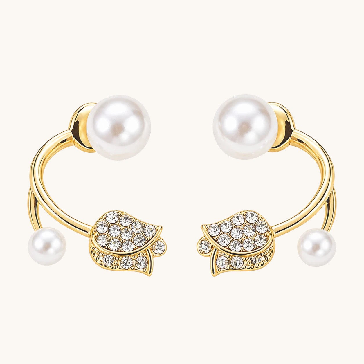 TITLIYA Korean Pearl Anti-Tarnish Gold Stud Earrings