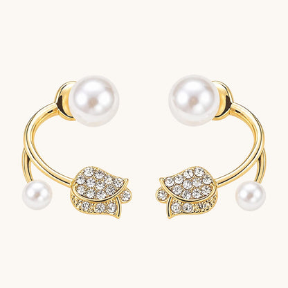 TITLIYA Korean Pearl Anti-Tarnish Gold Stud Earrings