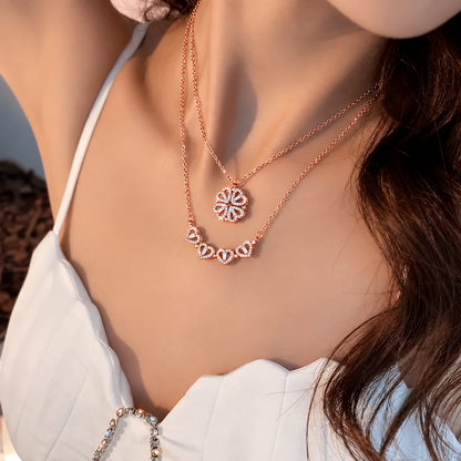 TITLIYA Korean Rose Gold Four Heart Pendant Necklace for Women