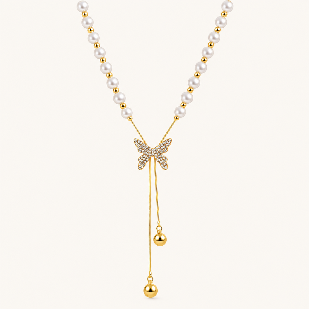 TITLIYA Korean Pearl Butterfly Pendant Necklace
