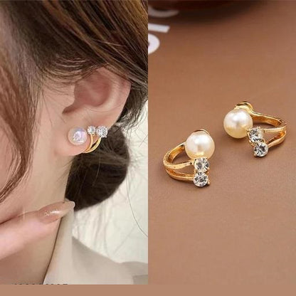 TITLIYA Korean Pearl Anti-Tarnish Gold Stud Earrings
