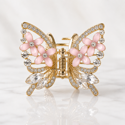 TITLIYA Korean Pink Butterfly Claw Hair Clip – Anti-Tarnish Floral Design
