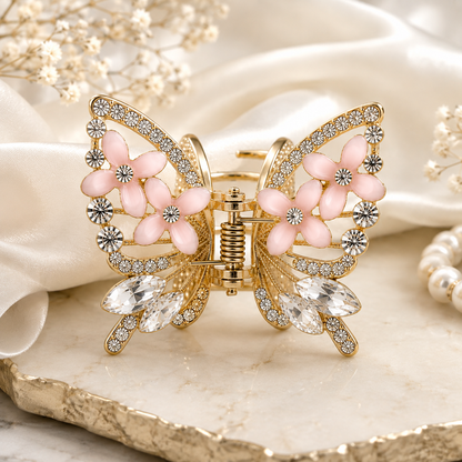 TITLIYA Korean Pink Butterfly Claw Hair Clip – Anti-Tarnish Floral Design