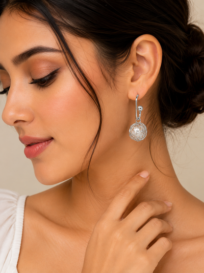 Elegant silver hoop earrings with pearls