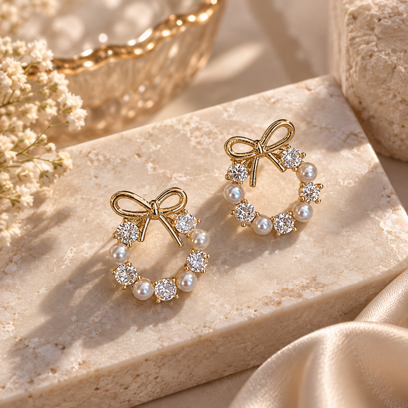 TITLIYA Korean Circle Knot Stud Earrings