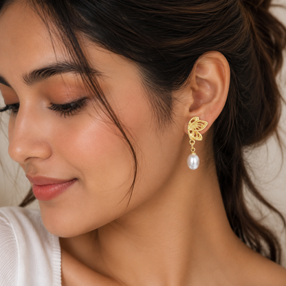 TITLIYA Korean Earrings Combo Set of 4 – Anti-Tarnish Pearl, Heart & Crystal Earrings
