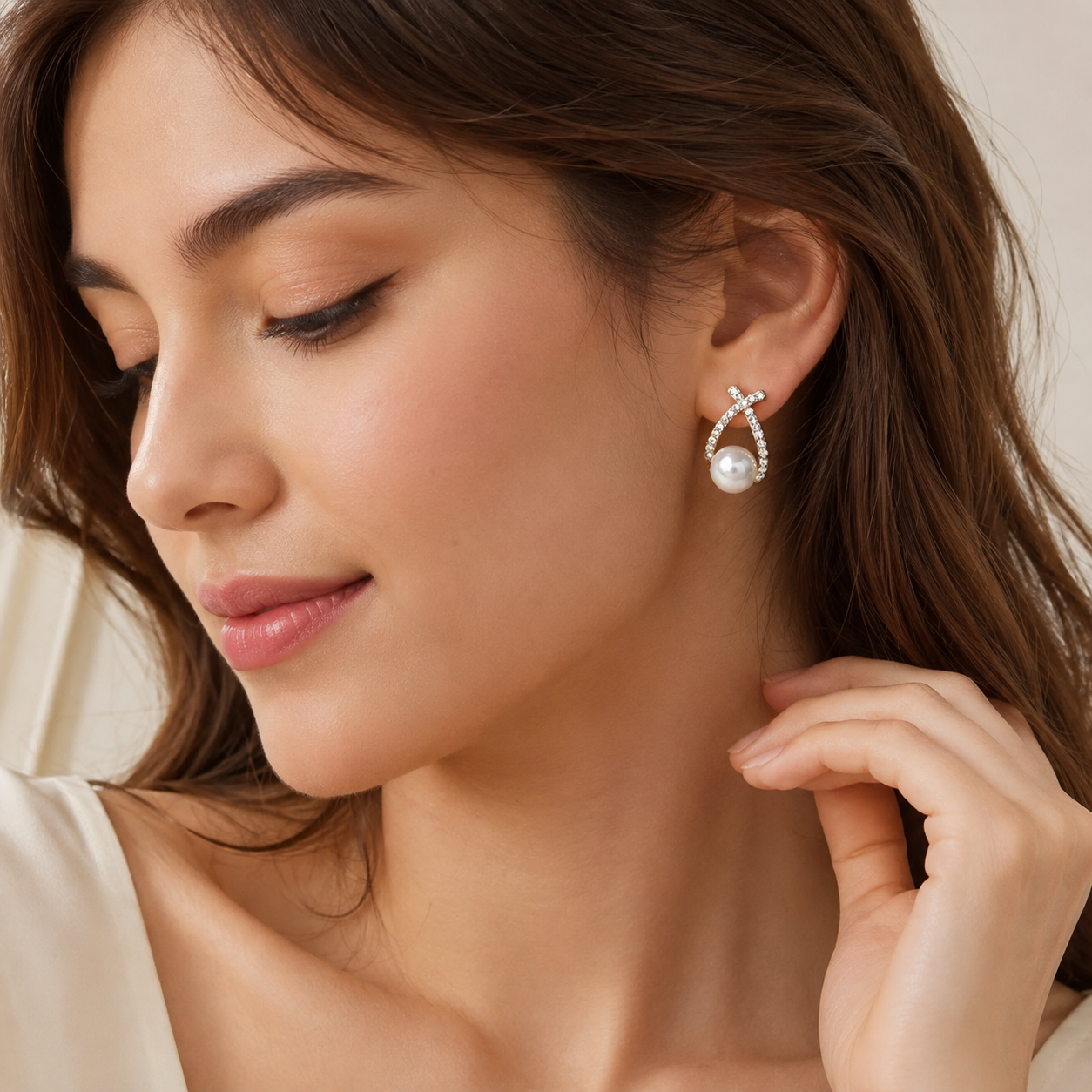 TITLIYA Korean Earrings Combo Set of 3 – Black Floral, Pearl & Crystal Designs