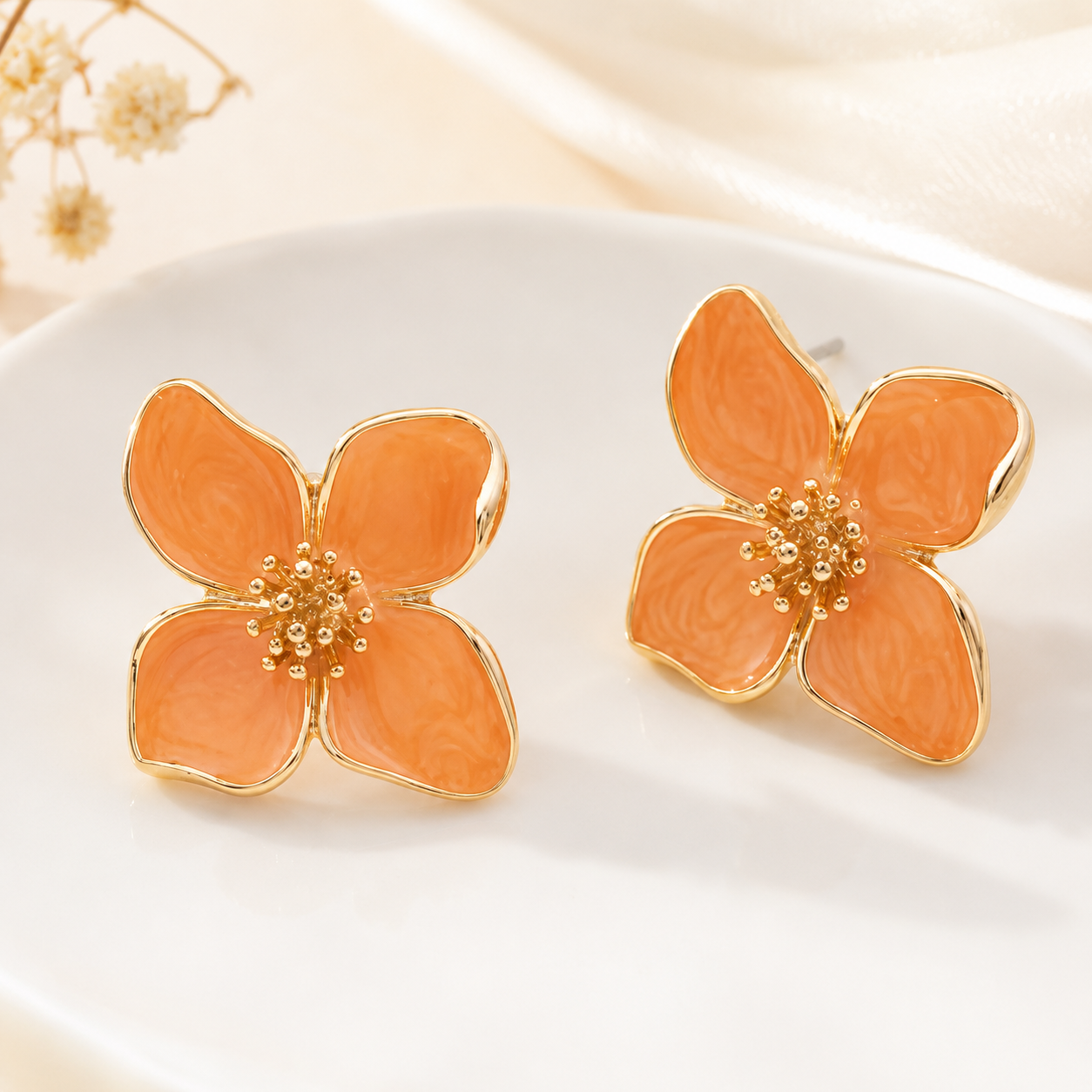 TITLIYA Korean Floral Pearl Earrings Combo Set of 3 – Anti-Tarnish