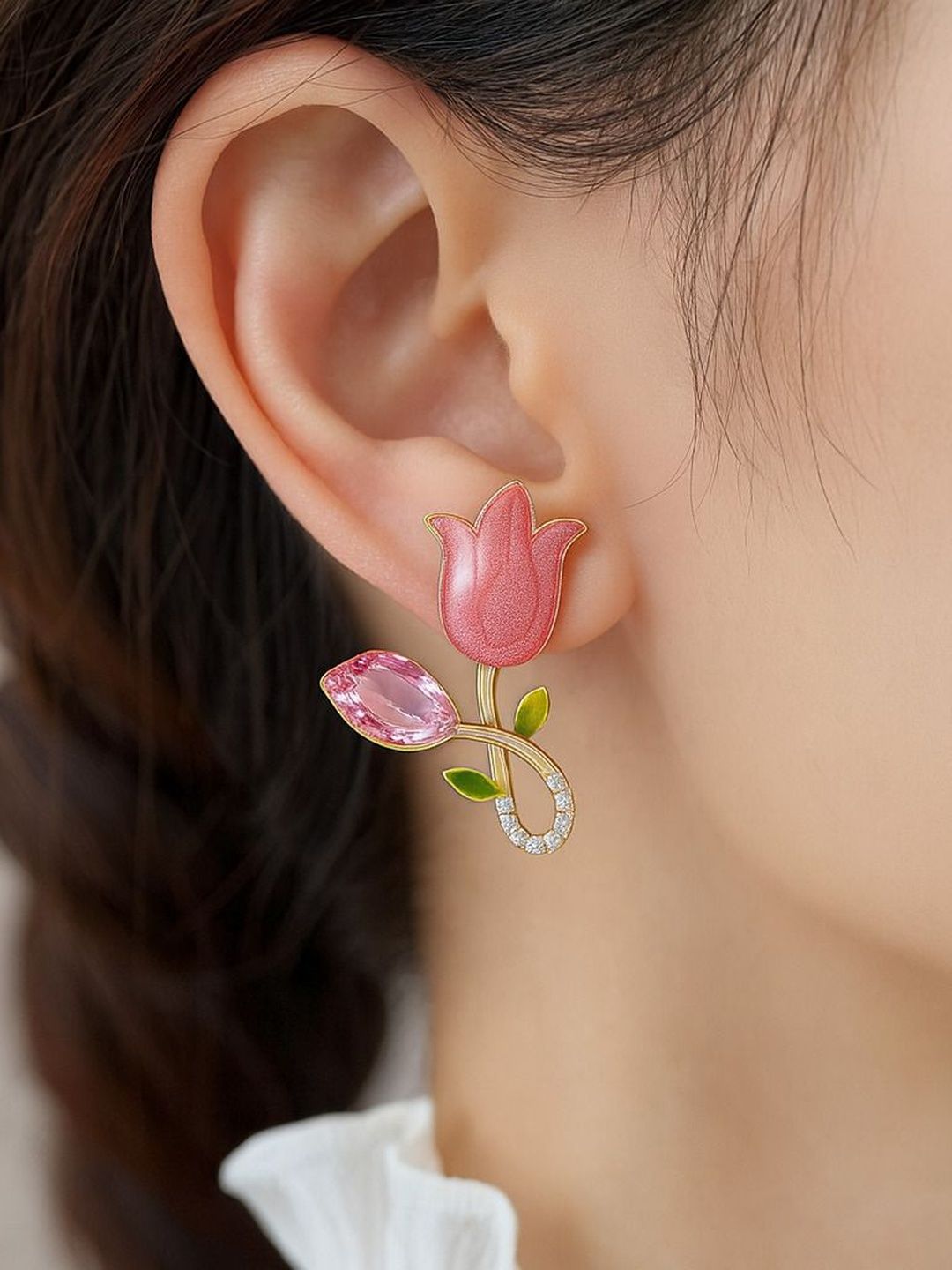 TITLIYA Korean Earrings Combo Set of 4 – Anti-Tarnish Pearl, Floral & Crystal Earrings