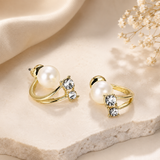 TITLIYA Korean Pearl Anti-Tarnish Gold Stud Earrings