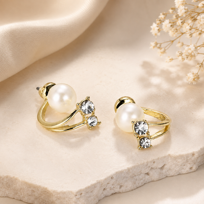 TITLIYA Korean Pearl Anti-Tarnish Gold Stud Earrings