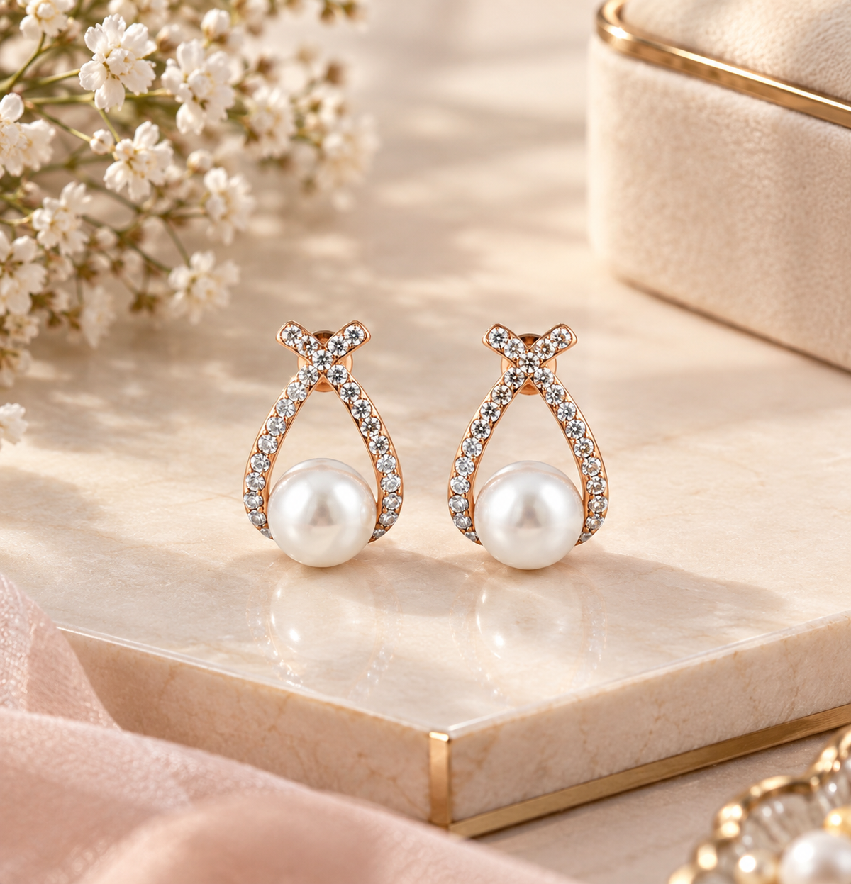 TITLIYA Korean Double Cross Diamond Earrings