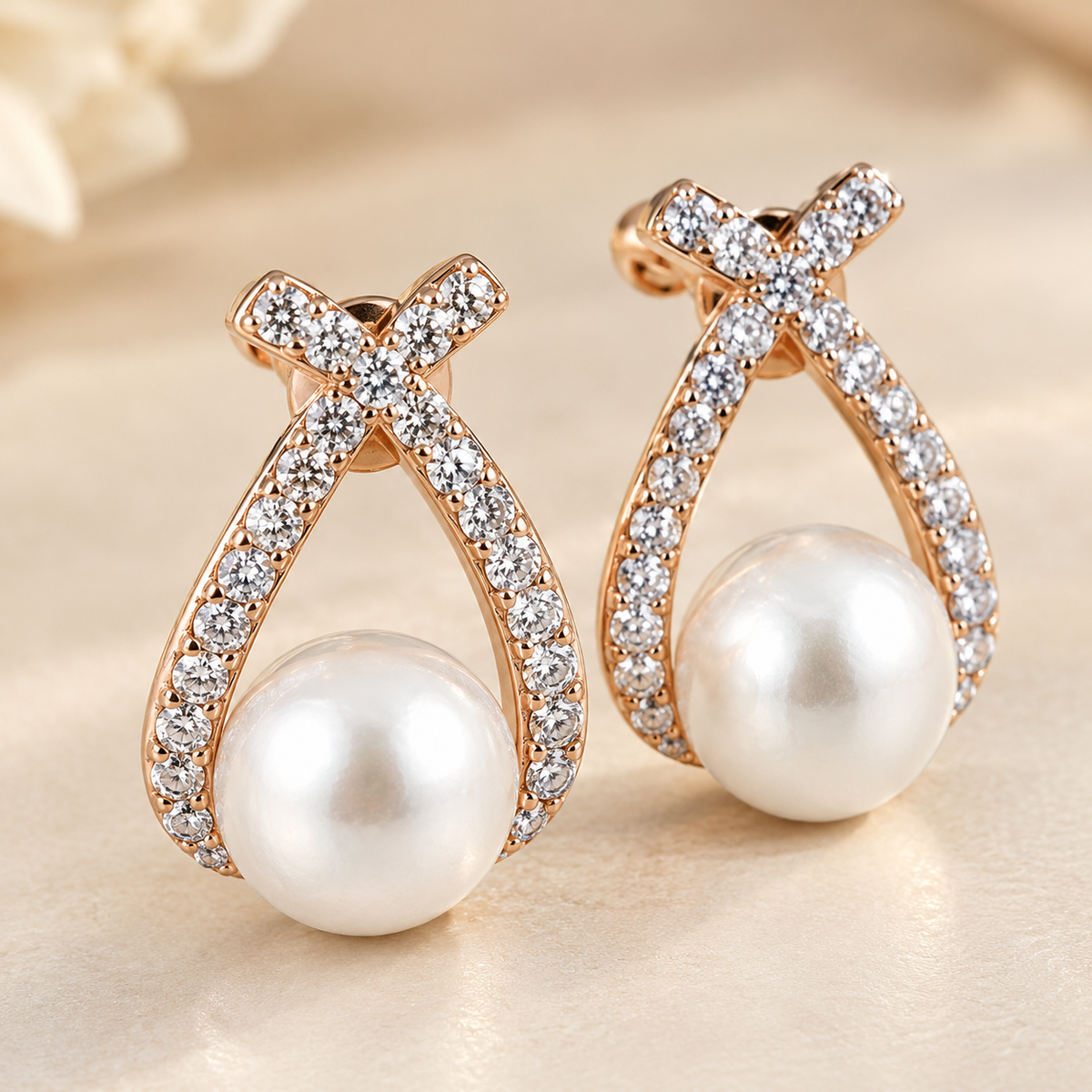 TITLIYA Korean Double Cross Diamond Earrings