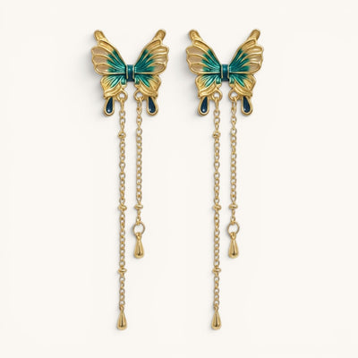 Blue Butterfly Drop Earrings (Ocean Hue)
