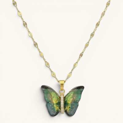 Vibrant Blue Winged Butterfly Necklace