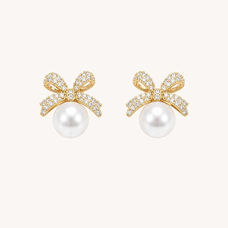 Bow Pearl Stud Earring