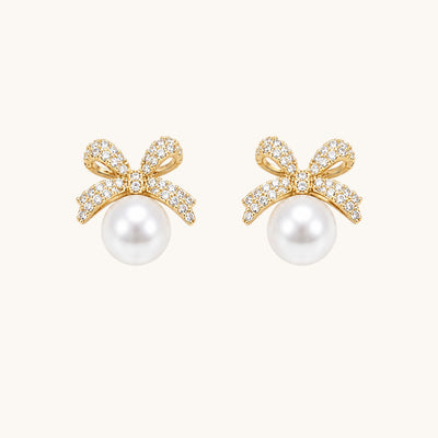 Bow Pearl Stud Earring