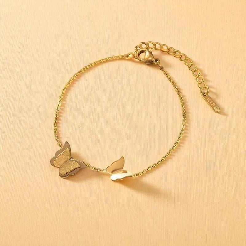 Delicate Butterfly Charm Link Bracelet