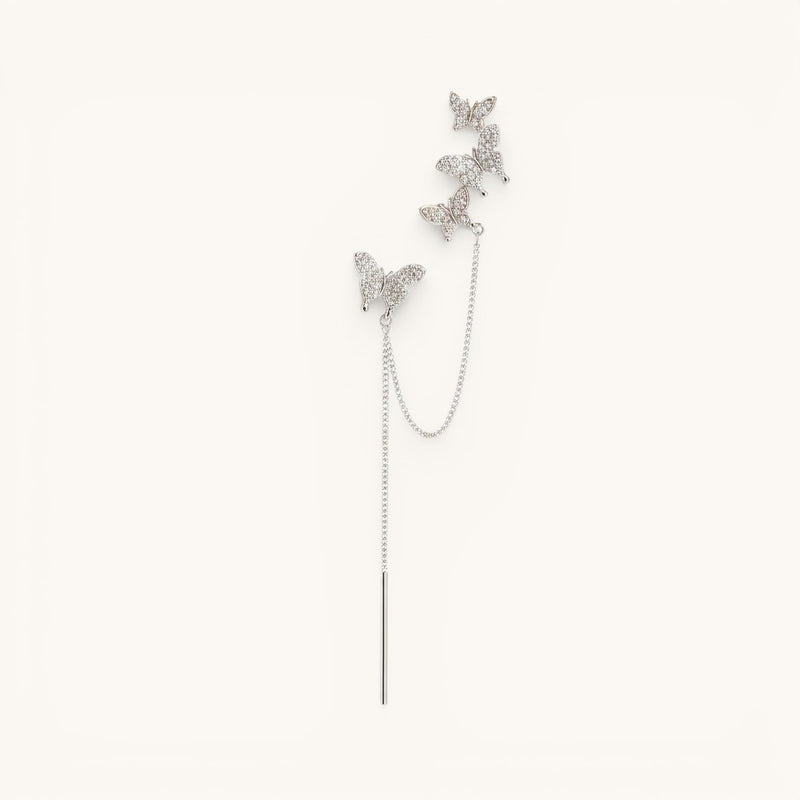Silver Butterfly Ear Climber Earrings