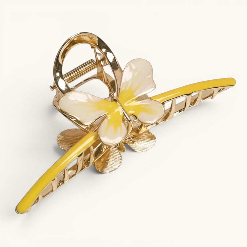 Gold and Yellow Butterfly Hair Claw Clip for Women