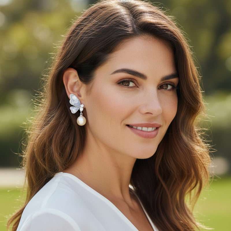 Drop Butterfly Earrings for Girls with Artificial Stone