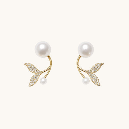 TITLIYA gold-tone butterfly earrings with white pearls and sparkling crystal accents for elegant daily wear.