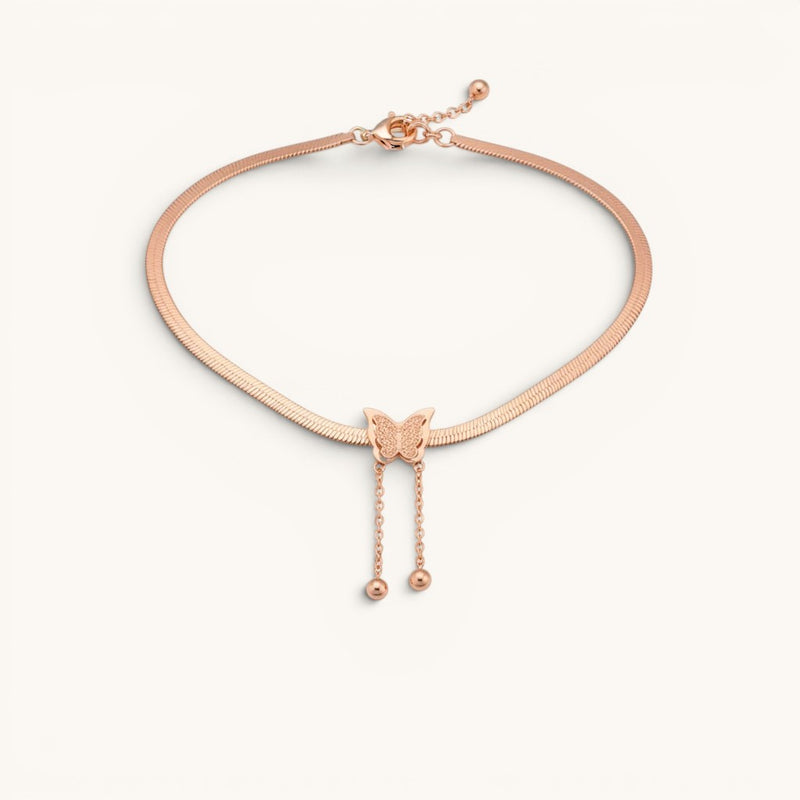 Elegant Butterfly Pendant Snake Chain Necklace