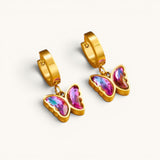 TITLIYA gold-plated hoop earrings featuring iridescent butterfly-shaped stones for elegant daily wear.