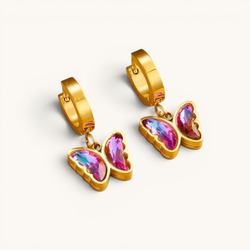 Butterfly Stone Gold Plated Earrings