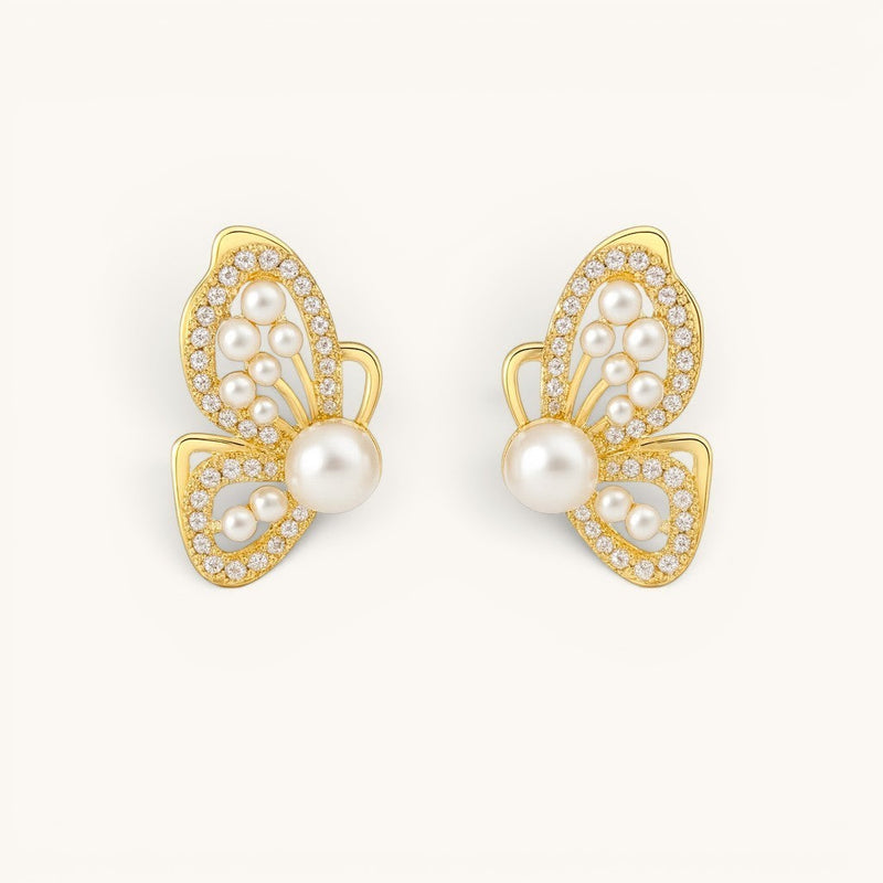 Butterfly Wing Gold Studs Premium Korean Earrings