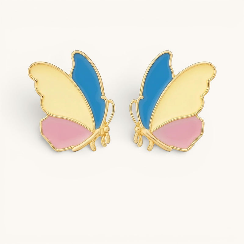 Colourful Stainless Steel Korean Style Butterfly Earrings