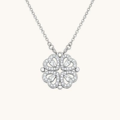 Four Heart Magnetic Pendant Necklace/Silver
