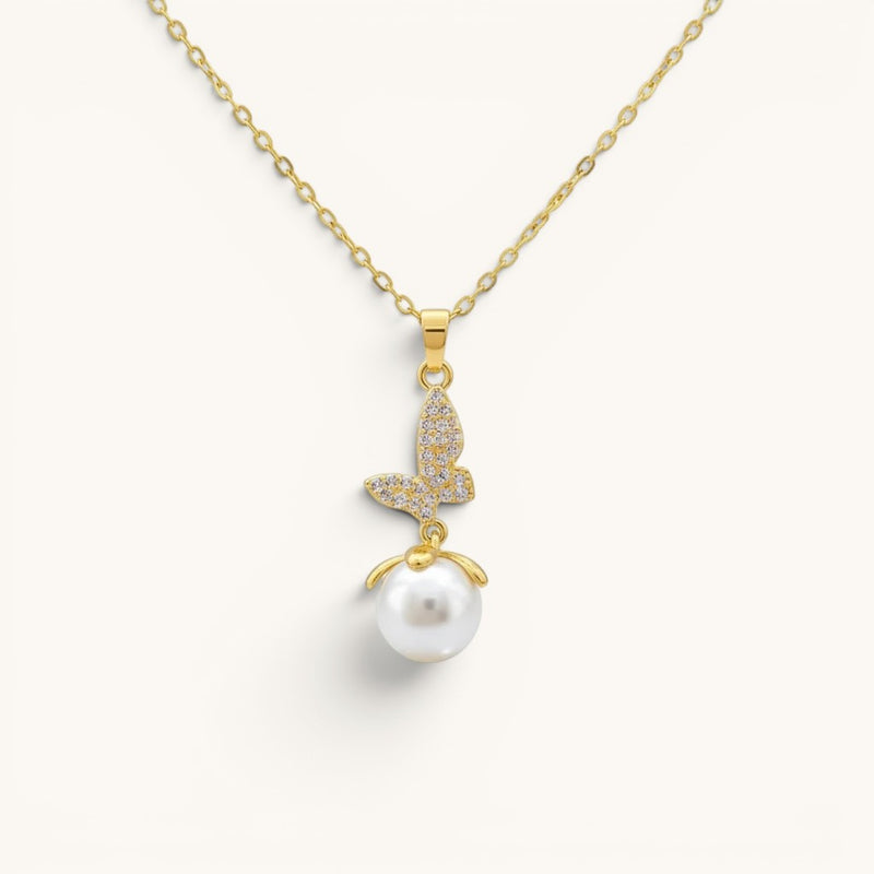 Gold Toned Butterfly Necklace