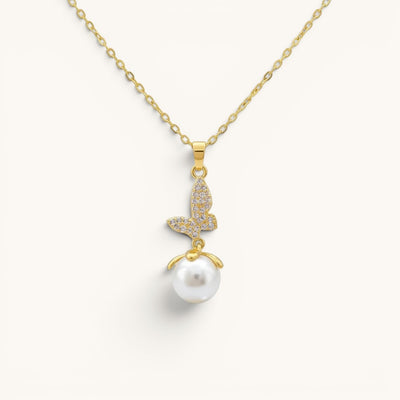 Gold Toned Butterfly Necklace