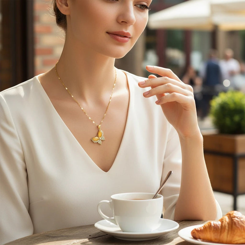 Gold-Toned Butterfly Pendant Necklace