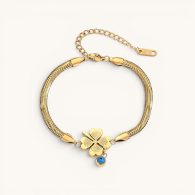 Heart Leaf Evil Eye Snake Chain Bracelet