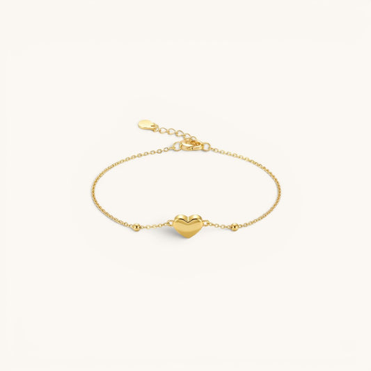 TITLIYA delicate gold heart charm bracelet with dainty bead accents on a fine adjustable chain.