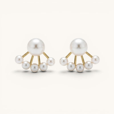 Gold Plated Needle Pearl Earrings