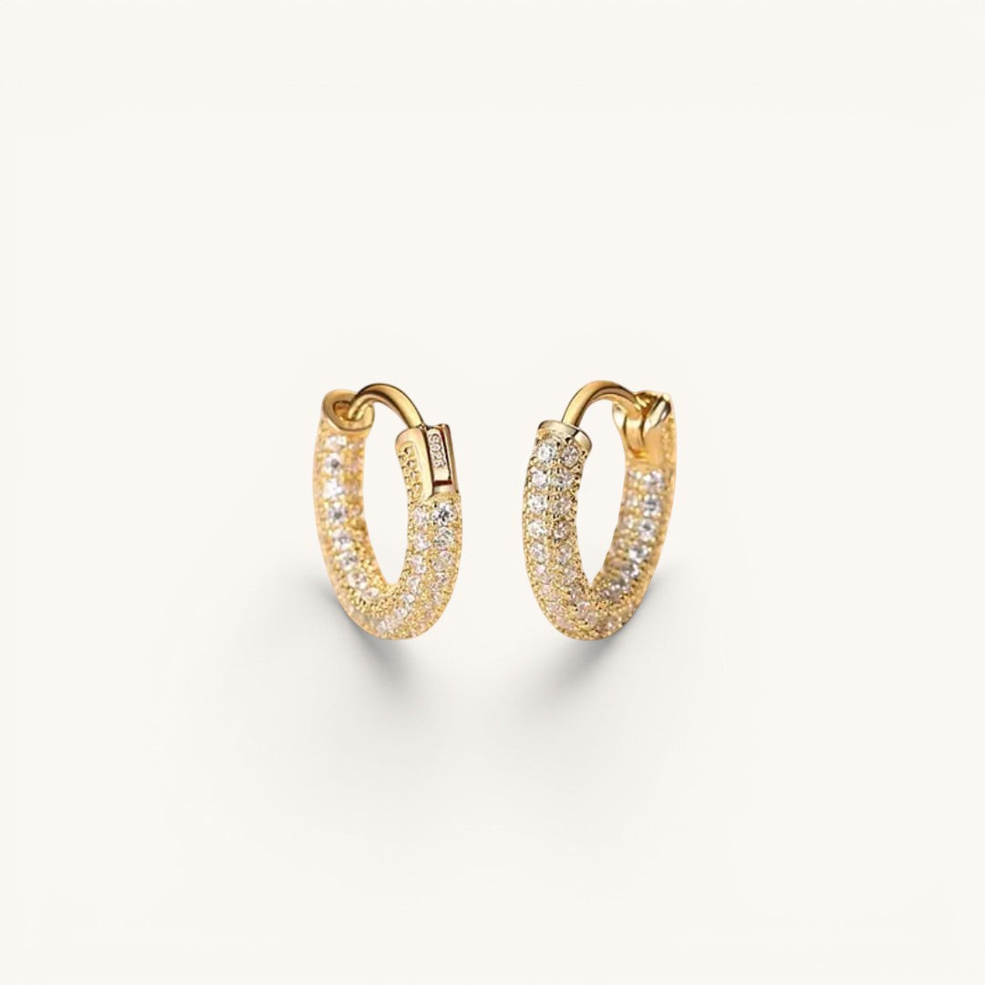 TITLIYA gold-plated mini hoop earrings featuring sparkling pave-set stones for everyday elegance.