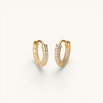 TITLIYA gold-plated mini hoop earrings featuring sparkling pave-set stones for everyday elegance.