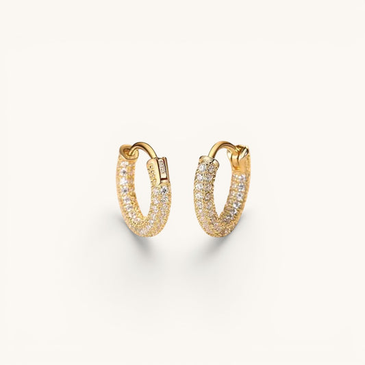 TITLIYA gold-plated mini hoop earrings featuring sparkling pave-set stones for everyday elegance.