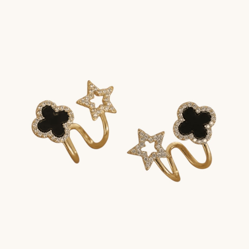 TITLIYA Korean Black & Gold Star Earrings