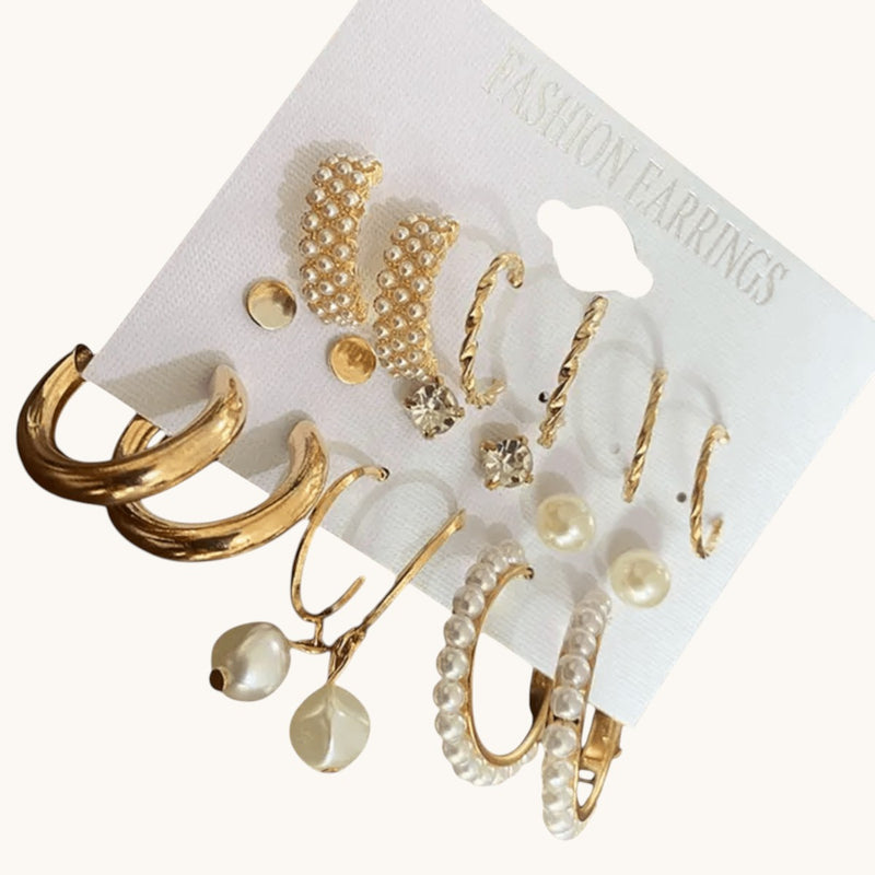 TITLIYA Golden Korean Earrings Set of 9