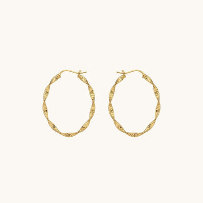 TITLIYA golden round hoop earrings with a textured twisted design for elegant daily wear.