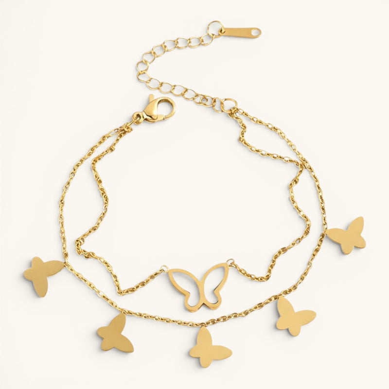 Layered Butterfly Charm Bracelet