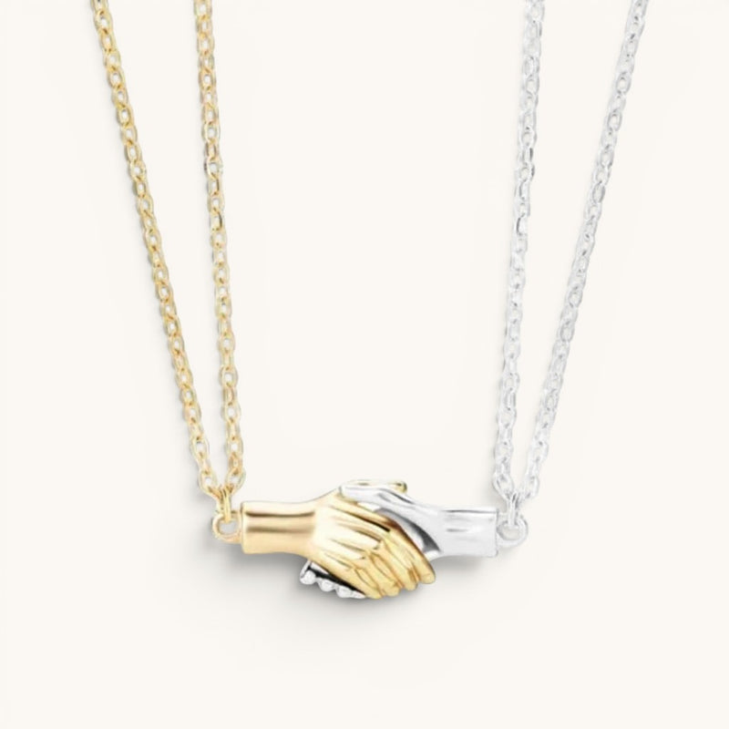 TITLIYA Korean Gold & Silver Handshake Pendant Necklace for Women