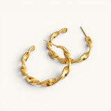 TITLIYA medium gold twisted hoop earrings with a polished finish, perfect for daily wear or elegant gifting.