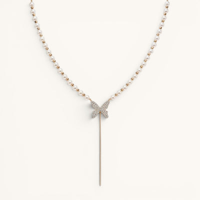 Pearl Butterfly Pendant Necklace Korean Style