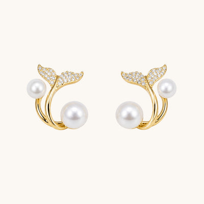 Pearl Whale Shape Korean Earring