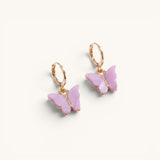 TITLIYA pink butterfly hoop earrings with gold-tone hardware, perfect for daily wear or elegant gifting.